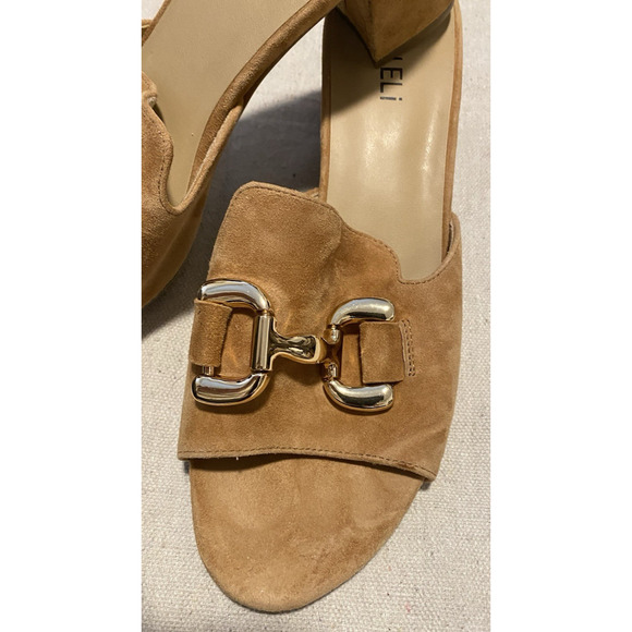 Vaneli Suede Slide Sandals Womens US 9 EU 40 Taupe Leather Wedge Heel Dress Shoe - Picture 6 of 10